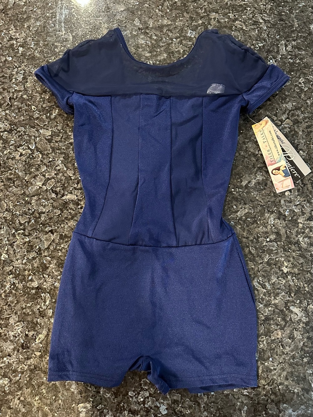 Girls Navy Mesh Yoke Dance Romper